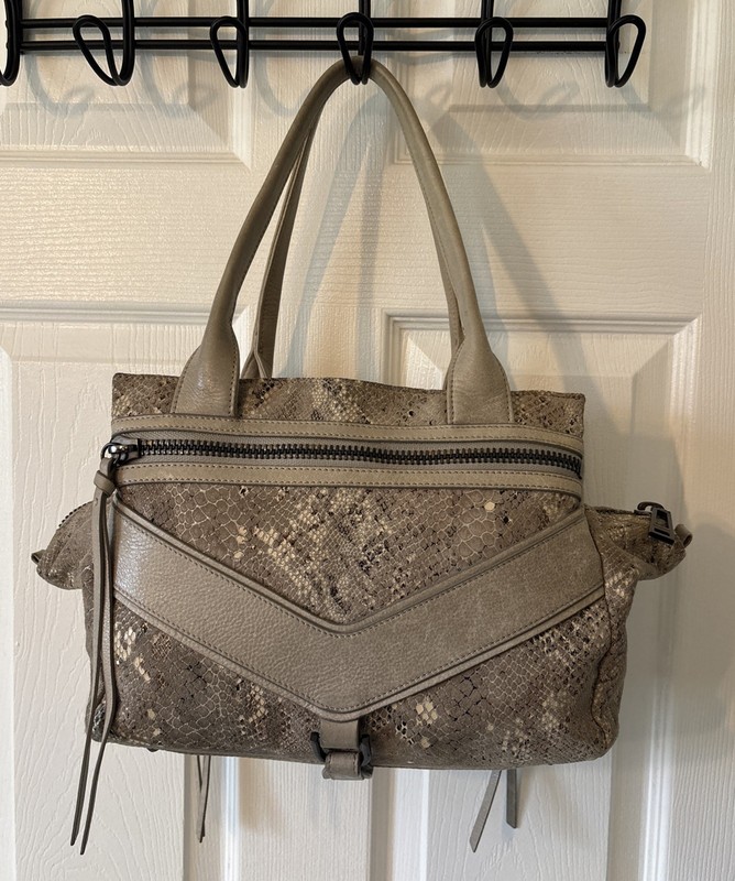 BOTKIER Embossed Snake Skin Soft Leather TRIGGER Stud Satchel Shoulder Bag gallery