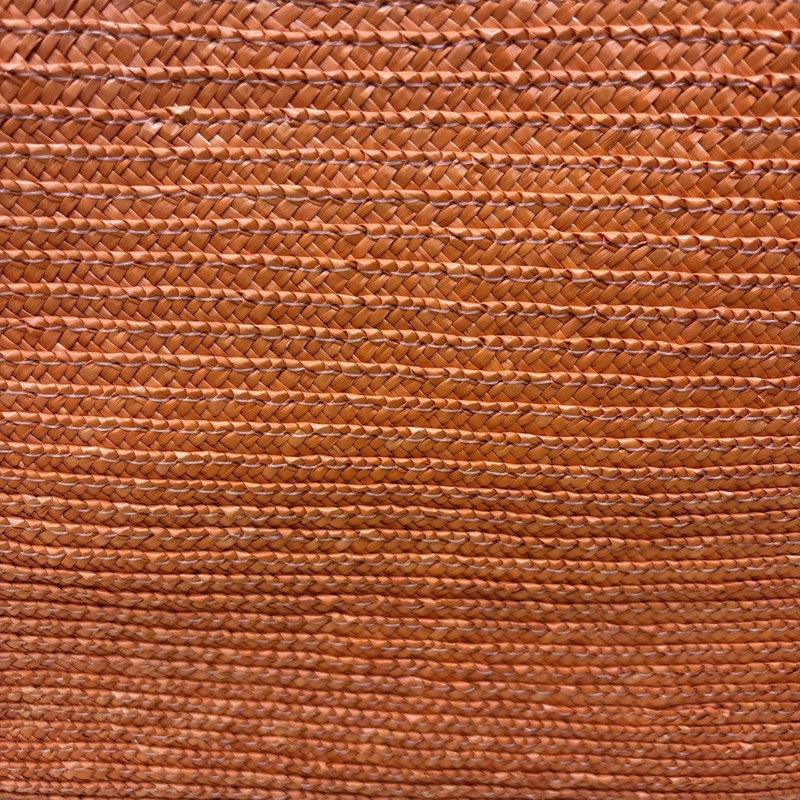 NWOT Orange 100% Wheat Straw Purse w/Leather & Wood Handles 10"x 11"x 4" gallery