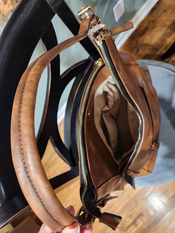Jose Hess Danbury Mint Everywhere Elegance Brown Faux Leather Hobo Shoulder Bag gallery