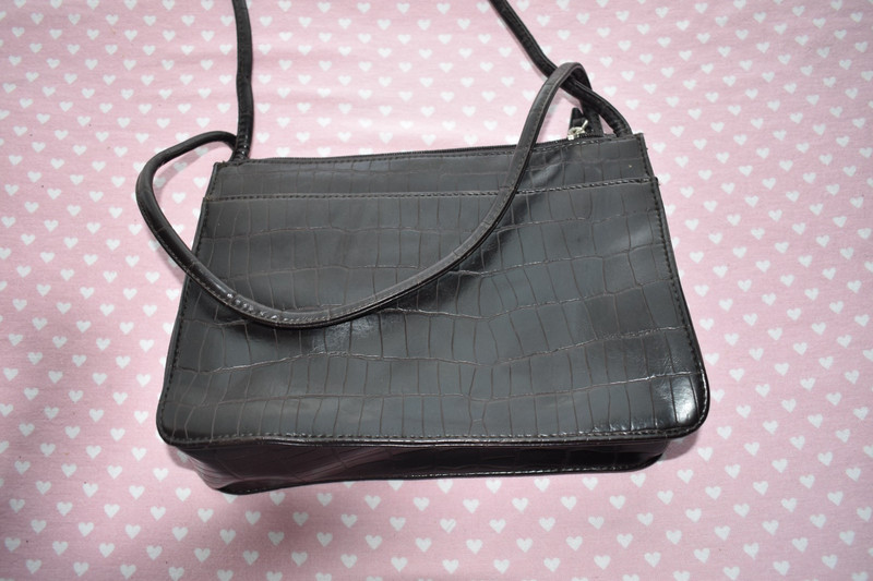 Rosetti 10x7 in Faux Crocodile Skin Black Purse w/ 2 Zip Pockets & Double Straps gallery
