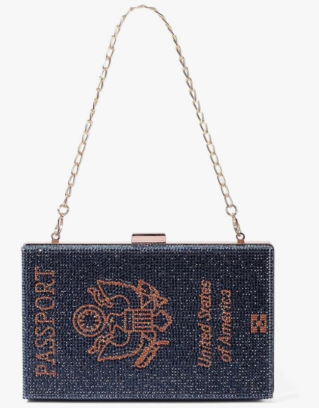 US Passport Rhinestone Handbag Clutch with Crossbody option