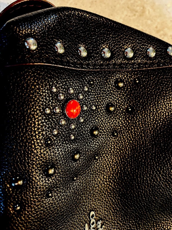 Coach EDIE Shoulder Bag 31 Black Pebble Leather Western Rivets Studs 57660 gallery