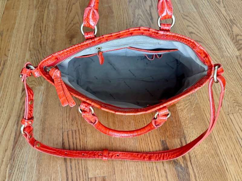 Stunning Orange Brahmin Mini Arno Melbourne Croc Crossbody - EUC gallery