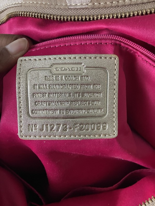 Coach Beige Gold Multicolor Glitter Logo Print Shoulder Bag Heart Charm gallery