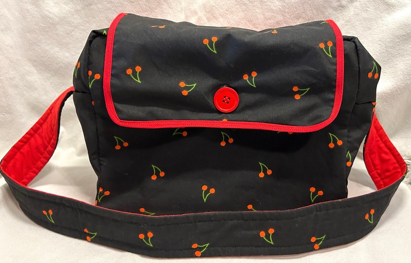 Handmade Cherries 3 Pack Lot Makeup Messenger Bag Coin Purse Black Red 8 Pockets