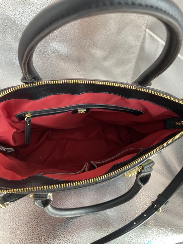 Anne Klein Geometric Pattern Shoulder Bag Gold Medallion Red Black gallery