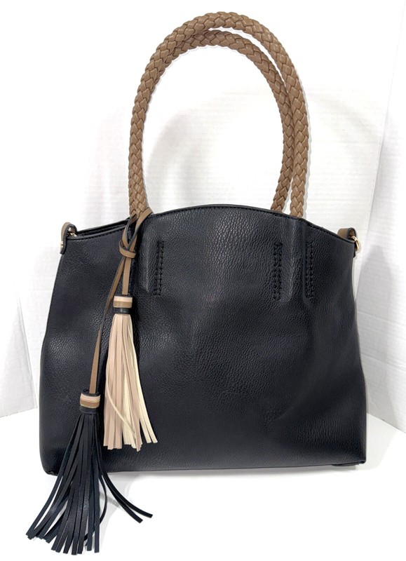 Mellow World Black Brown Tassel Crossbody Shoulder Handbag Bag Purse Tote Travel