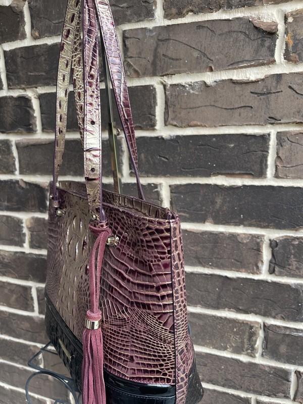 NWT Brahmin Medium Misha Melbourne Tote Port Sonnet Purple Black Champagne gallery
