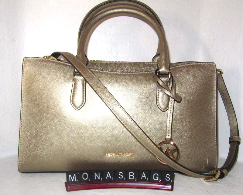 Michael Kors Arden Medium Top Zip Pale Pale Gold Satchel NWT $398 gallery