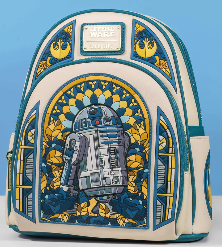 EXCLUSIVE Loungefly Star Wars R2-D2 Stained Glass Portrait Backpack Bag NWT