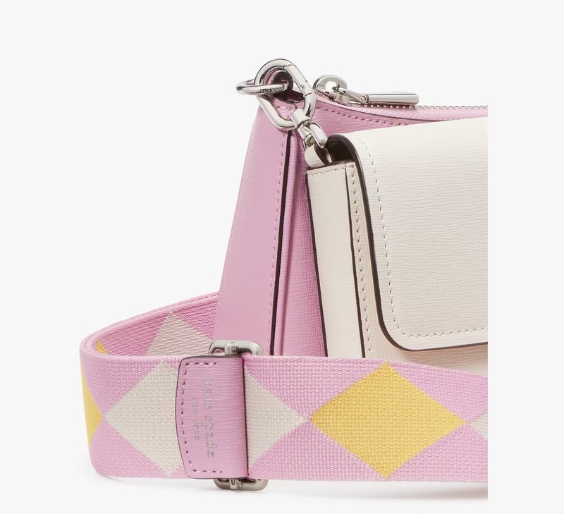 ☂️🍄Kate spade Double Up Colorblocked Crossbody☄️MINI☄️ Parchment Multi KG065 gallery