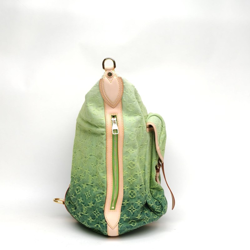 LOUIS VUITTON 2010 Gradient Messenger Bag Denim Green Canvas Crossbody Bag gallery