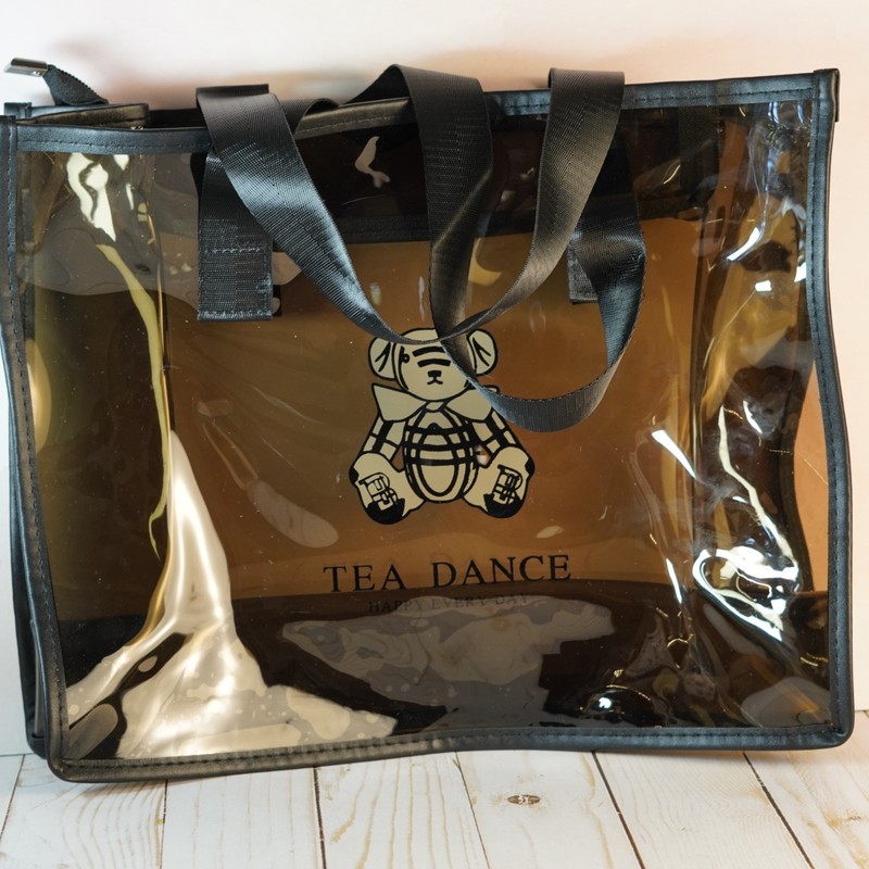 Black Clear Handbag Purse PVC Tote Shoulder Top Handle Bag Small Transparent Zip