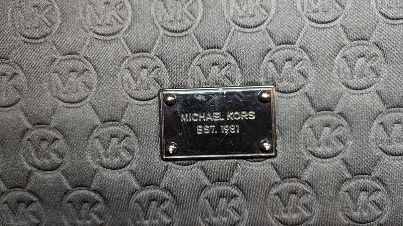 Michael Kors Mono Embossed Neoprene iPad Crossbody Purse Bag Black Soft Shell gallery