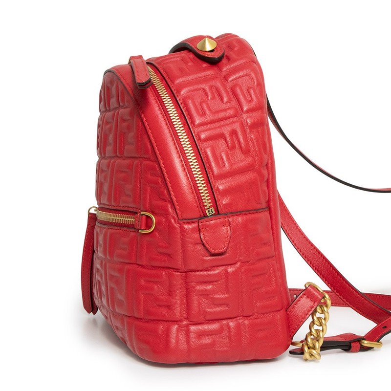 FENDI 8BZ038 ZAINO MINI Zucca Pattern Nappa leather, Cardinale Red Backpack gallery