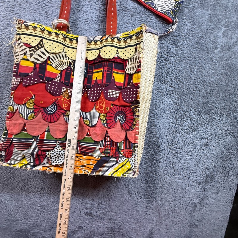Kikapu by Furaha B African Art Weave Ankara Tote Bag Leather Handles gallery