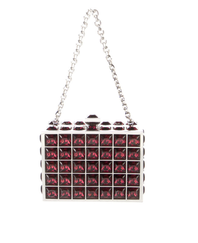 JUDITH LEIBER Jeweled Box Mini Bag Red Crystals