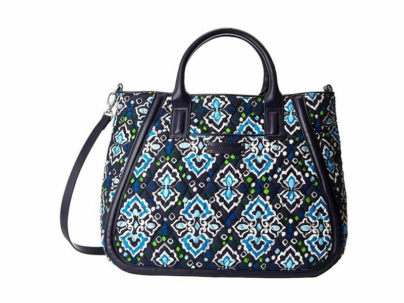 NWT Vera Bradley Trapeze Tote Ink Blue with Navy Blue Trim RETIRED PATTERN