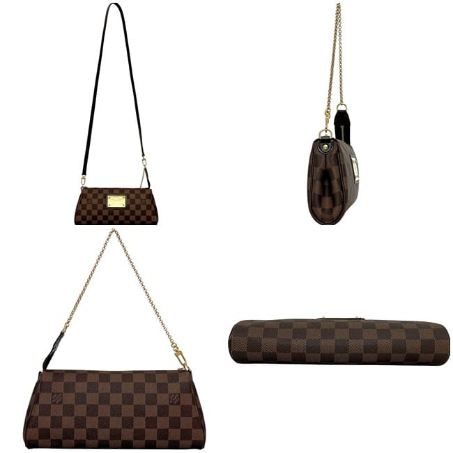 Pre-owned Louis Vuitton Eva Brown Damier Ebene Canvas/Leather Bag (N55213). gallery