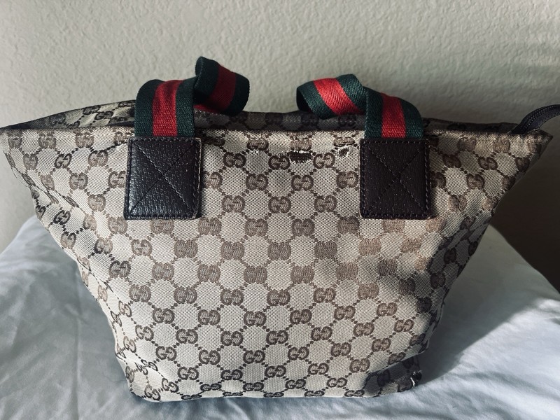 Gucci GG Canvas Web Stripe Handles Beige Brown Monogram Medium Shoulder Bag gallery