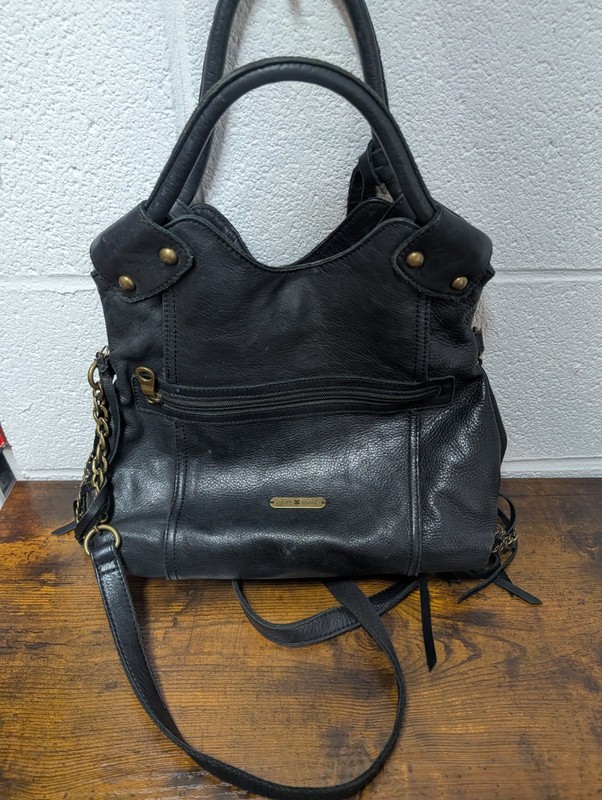 Lucky Brand Bag Women’s Large Leather Hobo Shoulder Purse Fringes Black Bohemian