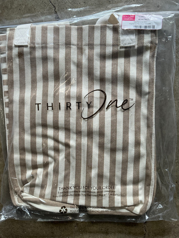 Thirty One New Horizons Tote in Warm Sand Stripe