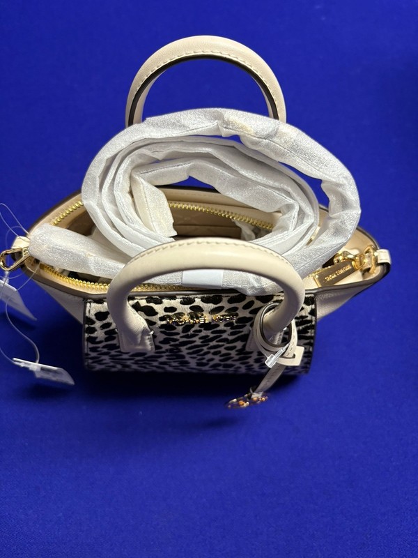 MICHAEL KORS AVRIL XS SATCHEL CROSSBODY CREAM CHEETAH PRINT CALF HAIR NEW gallery