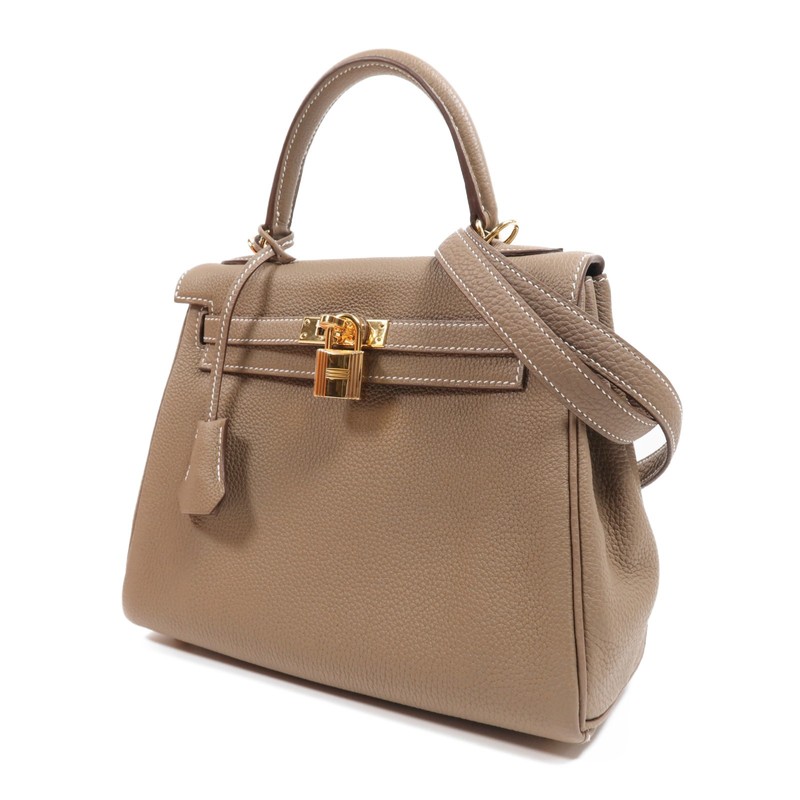 *15%OFF* HERMES GHW Kelly 25 2 Way Shoulder Bag Togo leather Etoupe gallery