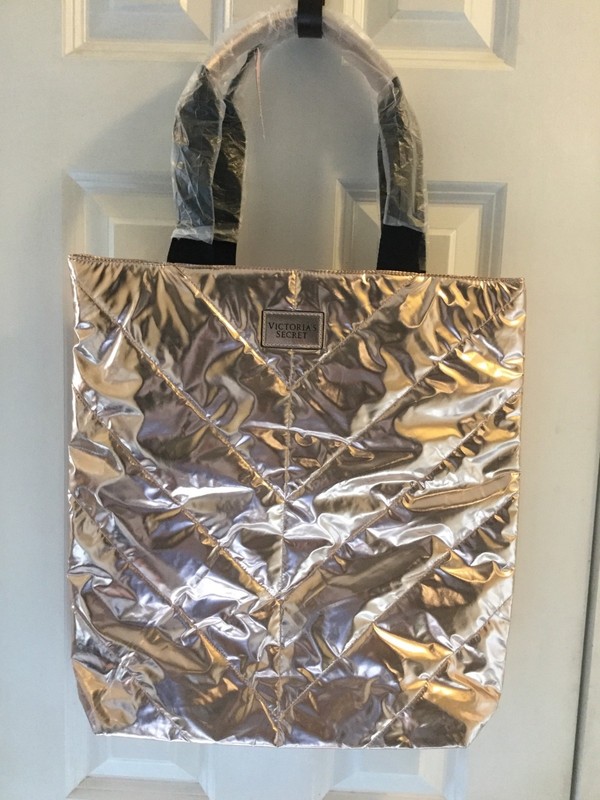 Victoria’s Secret 2017 Rose Gold Quilted Tote Bag 16.5”H 16” L New!