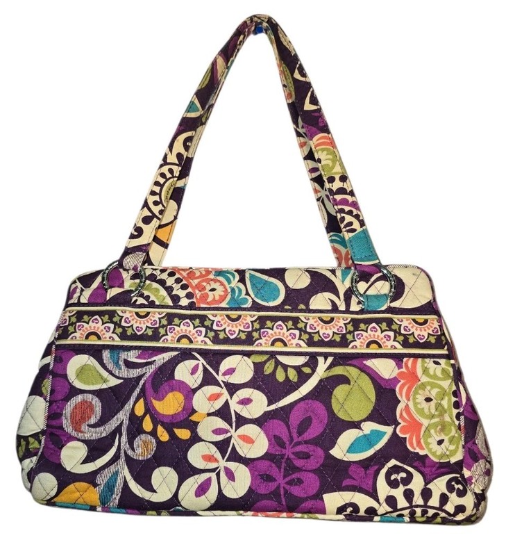 Vera Bradley Quilted Shoulder Bag Plum Crazy Pattern (Retired Pattern) EUC gallery
