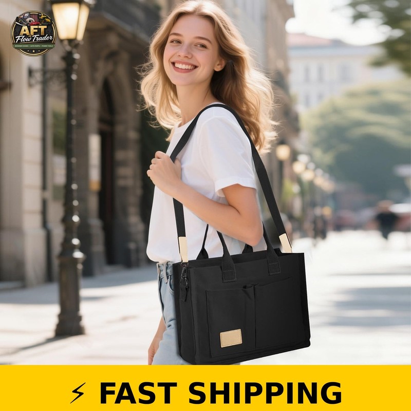 GASSDA Canvas Tote Bag for Women with Pockets - Crossbody Work Purse gallery