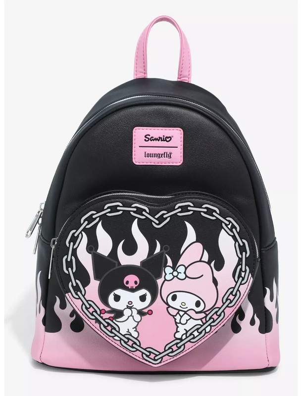 Loungefly My Melody & Kuromi Backpack Sanrio New Pink Flames