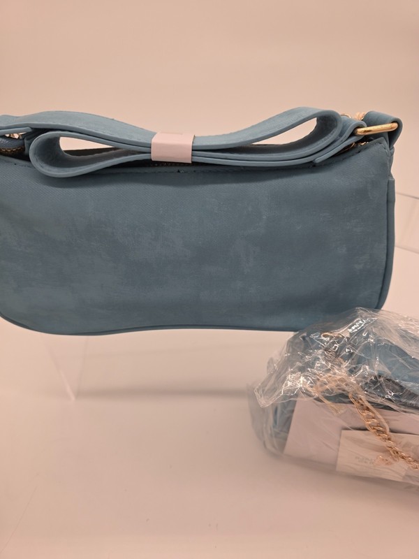 Aeropostale AERO Ice Blue Shoulder Bag Gold Chain Charm Purse NEW 2Pc gallery