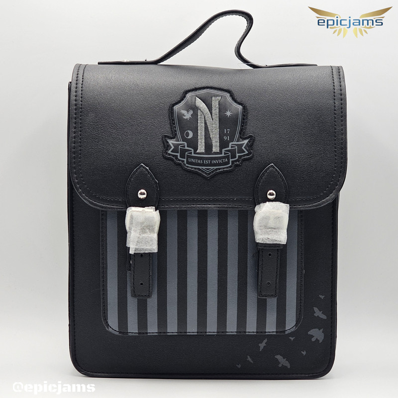 Wednesday The Addams Family Nevermore Academy Black Halloween Mini Backpack New