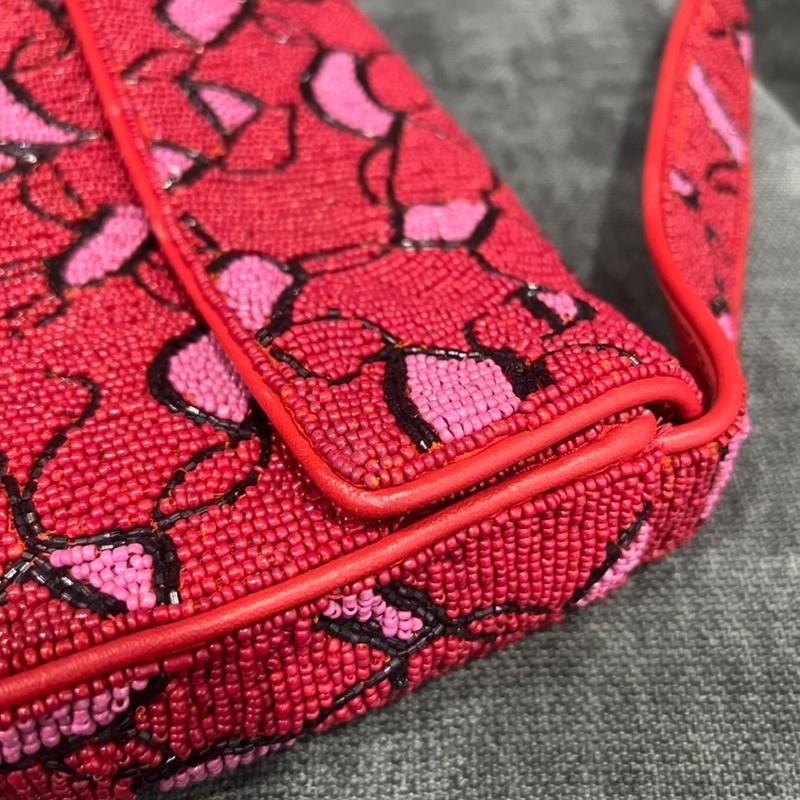 STAUD Tommy Beaded Shoulder Bag in Cherry Abstract Wave gallery