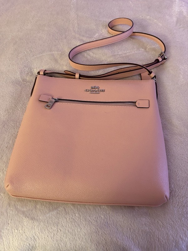 Coach Petal Pink Crossbody Purse NWOT 10-1/2” w 10” Smooth Leather gallery