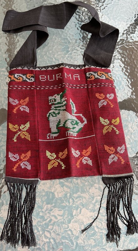 KALAGA STYLE TOTE BAG TAPESTRY ETHNIC ASIAN BURMA THAI FOLK BOHO VINTAGE