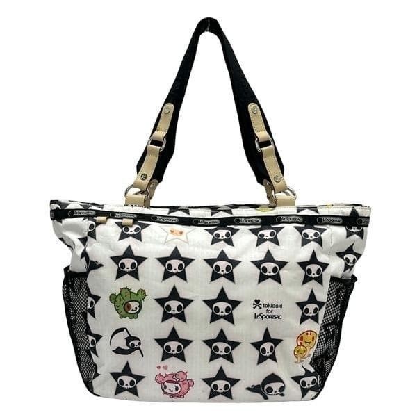 tokidoki Le SportSac Shoulder Tote Bag White x Black x Multi Skull Star Nylon