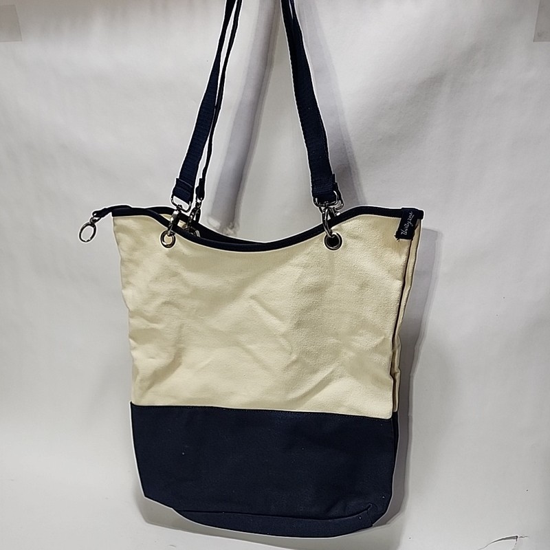 Canvas Crew by Thirty One Tote Bag Natural Navy Est 2003 Fabric