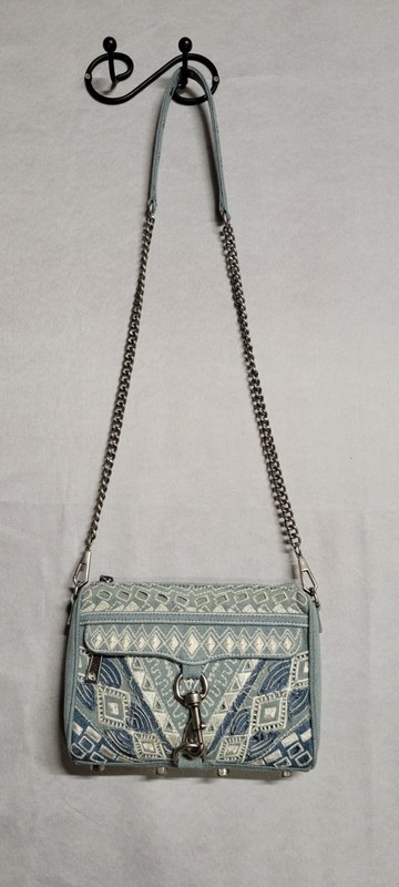 Light Denim With White Stitching Trim Rebecca Minkoff Small Crossbody Bag