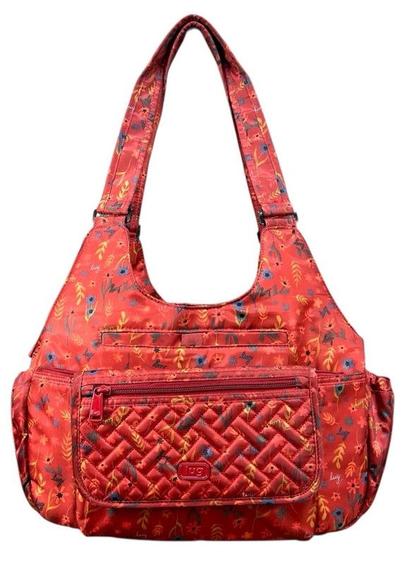 LUG Romper Carry-All Travel Tote Shoulder Bag Red/Orange Autumn All Over Logo