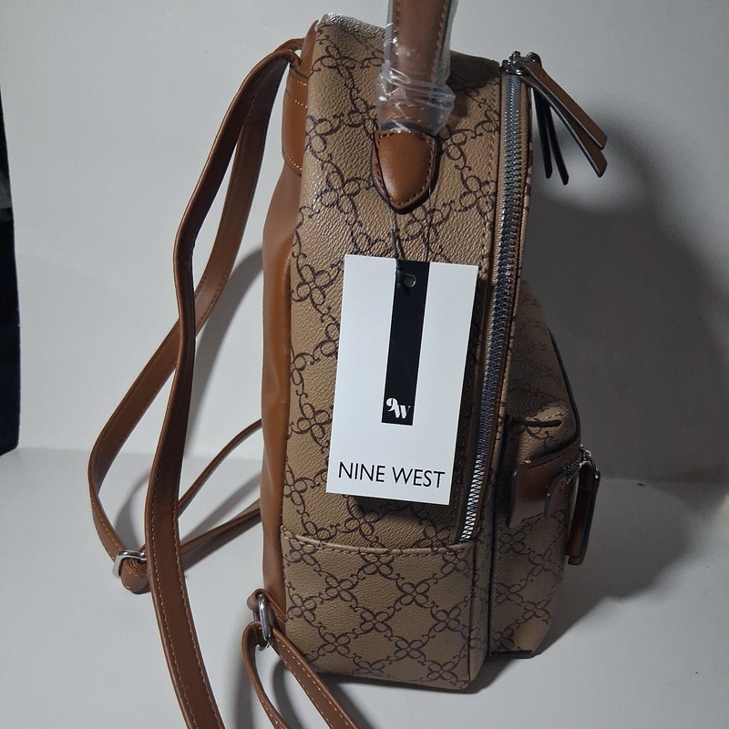 NINE WEST VANDER Backpack Purse Mocha Logo Brown NEW Fast Free Shipping! gallery