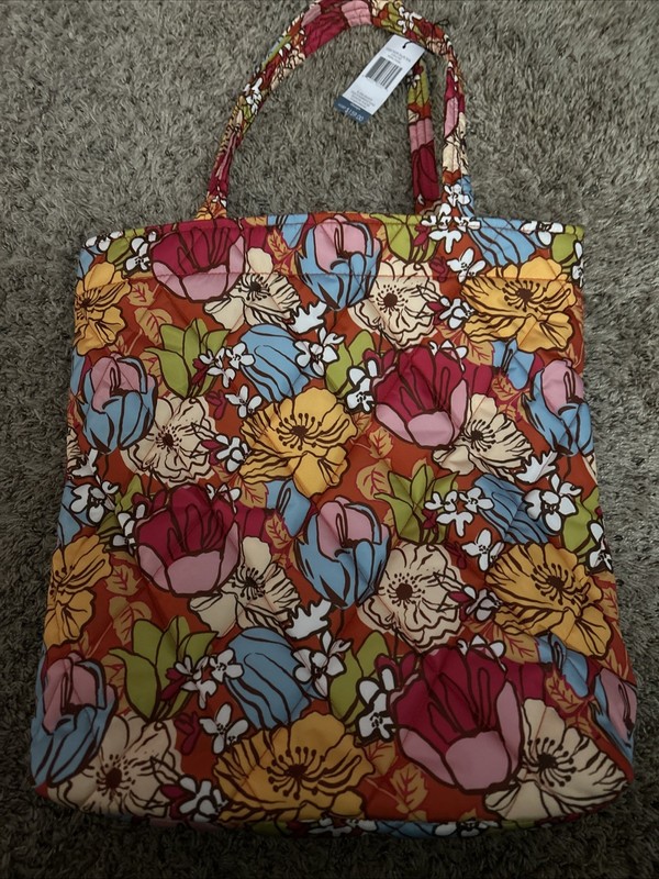 Vera Bradley Large North South Tote Midday Garden NWT