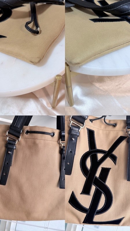 Yves Saint Laurent Kahala Tote Bag Canvas Leather Brown gallery