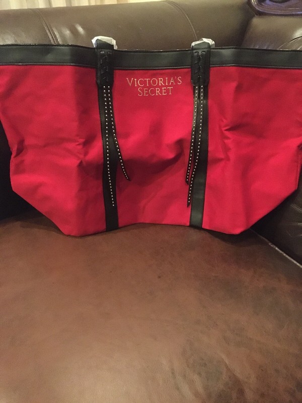 Victoria’s Secret Red Studded Tote Bag NWT 23”x14”
