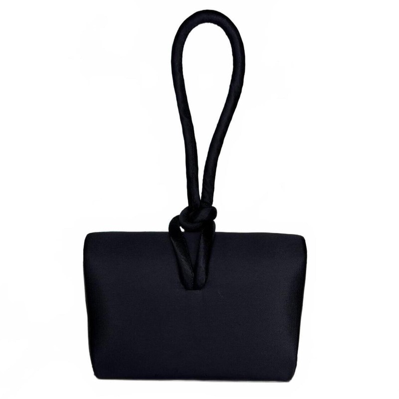 Carlo Fellini Black Silk Evening Mini Bag Crossbody Knotted Handle 5.5” Used