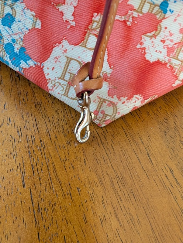 Dooney And Bourke Vanessa Satchel Paint Splash 1975 Signature Leather Trim READ gallery