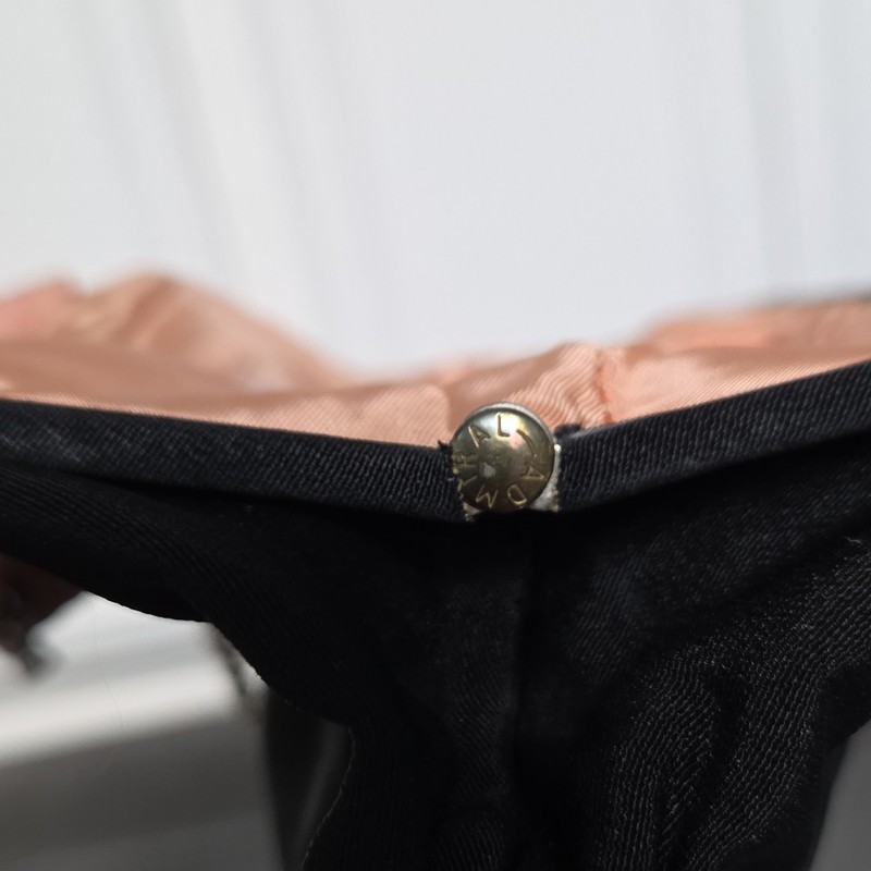 Vintage Admiral Black Satin Evening Bag Gold Flower Clasp Hideaway Chain gallery