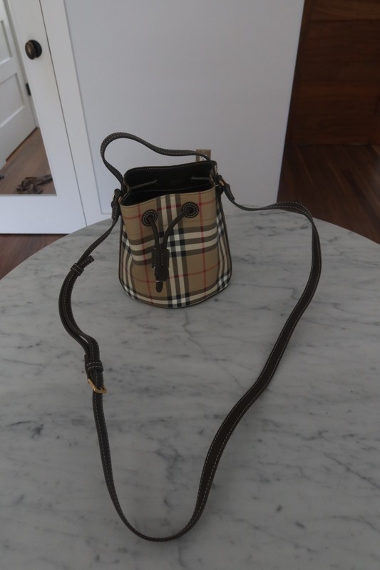 NEW WITH TAGS – NURNERRY MINI CHECK COATED-CANVAS BUCKET BAG – OUT OF STOCK