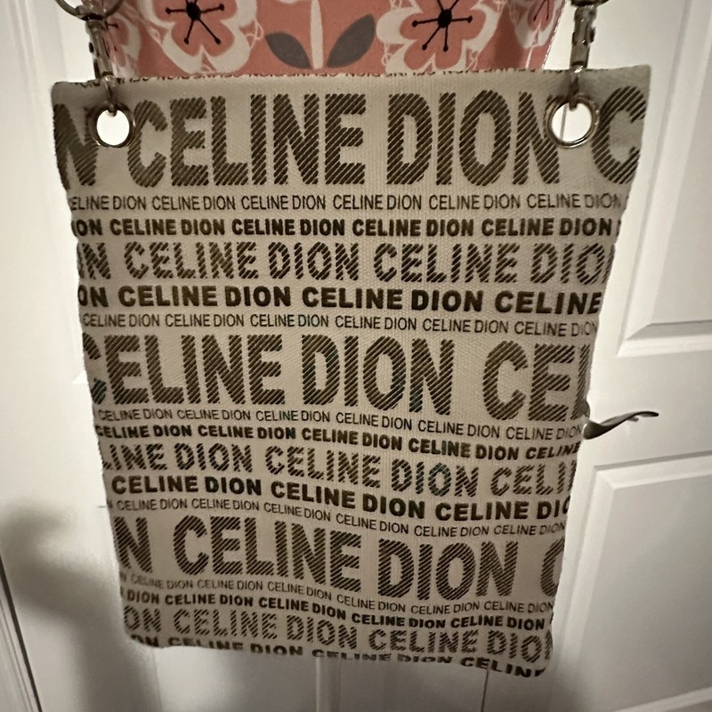 Celine Dion Concert Tour Logo Crossbody Bag White Black Cotton Canvas Zippered gallery